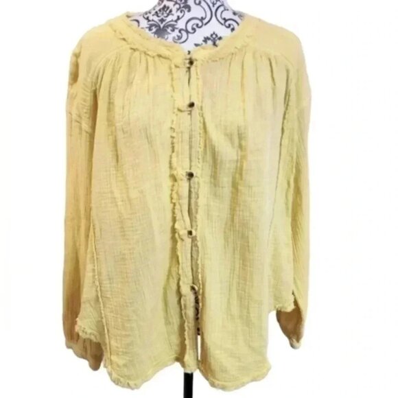 FREE People We The Free Moving Mountains Shirt Cotton Gauze Oversized Women's M - Picture 2 of 14